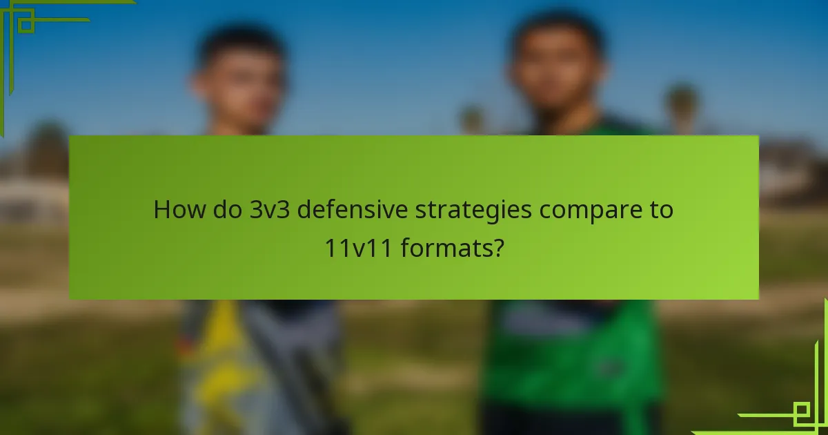 How do 3v3 defensive strategies compare to 11v11 formats?