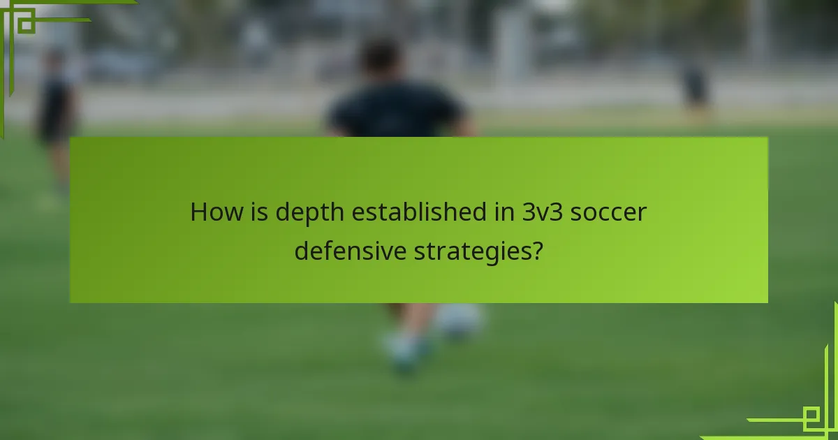 How is depth established in 3v3 soccer defensive strategies?