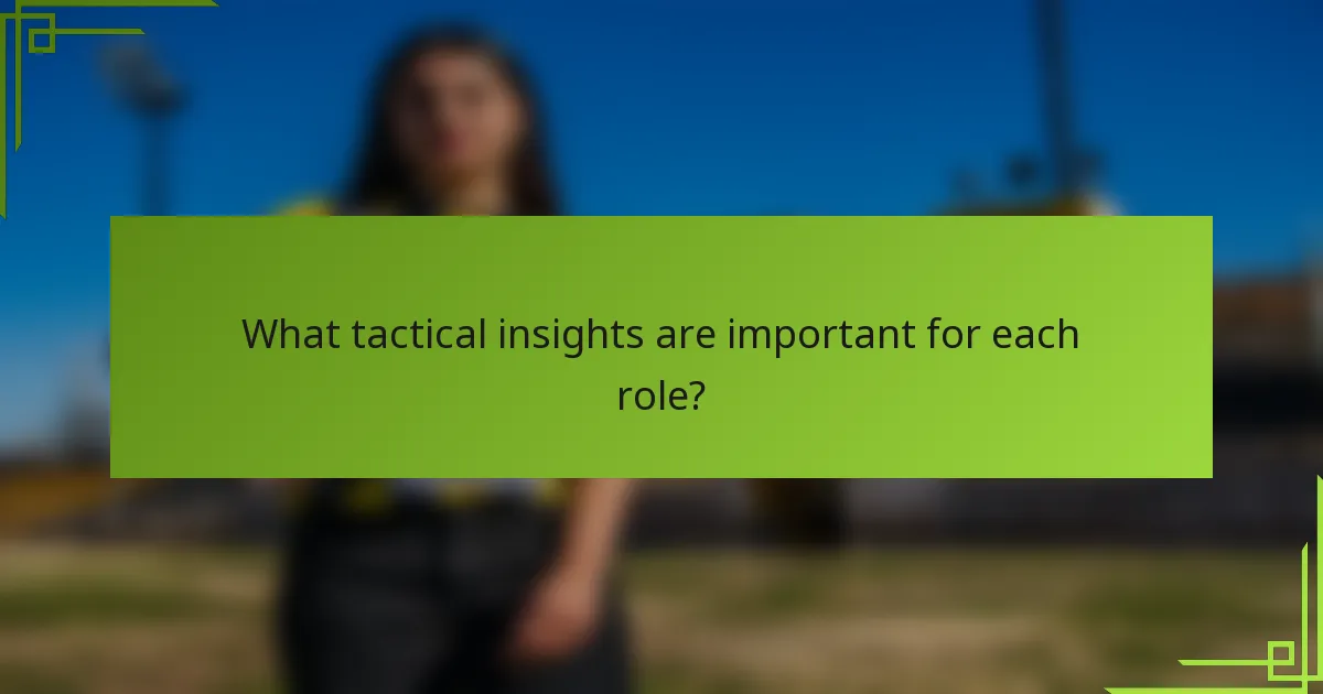 What tactical insights are important for each role?